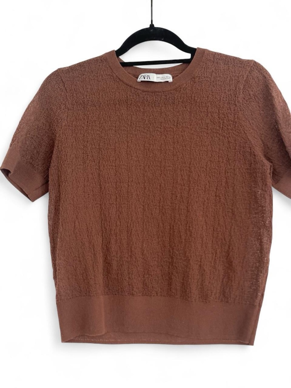 Women’s Zara brown textured knit top size L NWOT